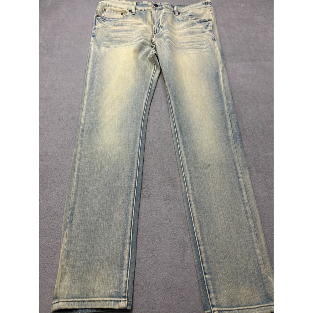 Valabasas Mens Light Wash Tinted Distressed Slim Straight Jeans Size 38
